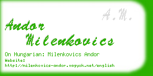 andor milenkovics business card